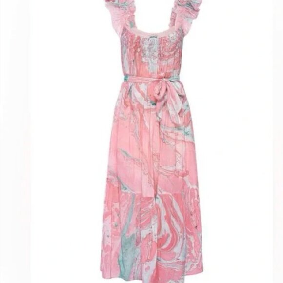 NWT - St Roche Rowen Dress Pink Marbled Midi 2, 4, 6, Organic Cotton - Picture 3 of 10